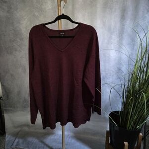 Apt. 9 Women's Merlot V-Neck Sweater Sz 2X